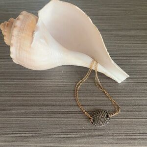 Gold Oval Disc Charm Bracelet-Double Chain